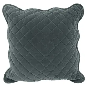 Monterra Cotton Geometric Square Velvet Luxury Cushion Cushion Silver