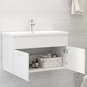 Berkfield Sink Cabinet with Built-in Basin White Engineered Wood