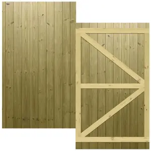 Premier Garden Supplies Pedestrian Gate 180cm (6ft) High x 105cm Wide Tongue & Groove Flat Top Fully Framed Single Swing Gate