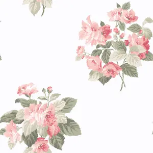 Galerie Secret Garden White/Pink Floral Bouquet Wallpaper Roll