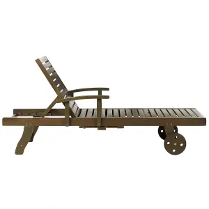 Sun Lounger Wood Dark Wood AMANTEA