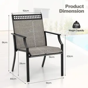 Costway Set of 2 Outdoor Patio Chairs Dining Chair Set Heavy Duty Metal Frame