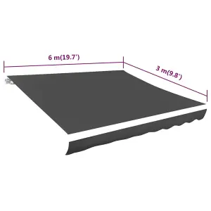 Berkfield Awning Top Sunshade Canvas Anthracite 600x300 cm