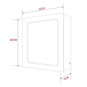 Midas Single LED Bathroom Mirrored Wall Cabinet (H)63cm (W)50cm