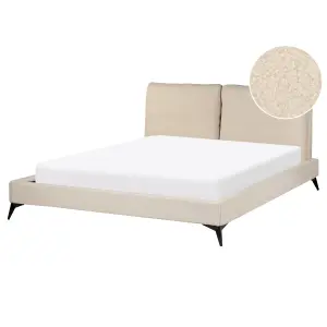 Boucle EU King Size Bed Beige MELLE