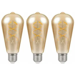 Crompton Lamps LED ST64 4.9W E27 Dimmable Spiral Filament Extra Warm White Antique Bronze (25W Eqv) (3 Pack)