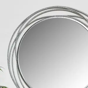 Melody Maison Large Round Silver Swirl Mirror 92cm x 92cm