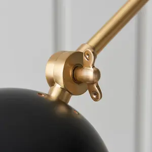 Luminosa Lehal Dome Adjustable Arm Wall Lamp Antique Solid Brass, Matt Black