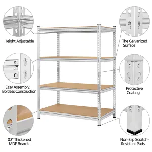 Yaheetech 4 Tier Adjustable Storage Shelf Rack Silver