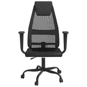 Berkfield Office Chair Black Mesh Fabric and Faux Leather