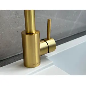 Reginox Taravo BG Single Lever Swan Neck Brushed Gold Kitchen Mixer Tap