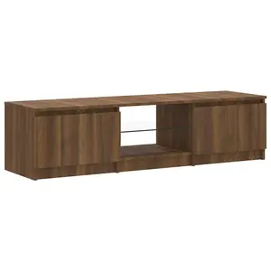 Berkfield TV Cabinet with LED Lights Brown Oak 140x40x35.5 cm