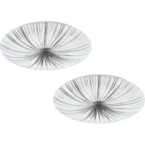 2 PACK Wall Flush Ceiling Light Colour White Shade White Silver Plastic LED 33W