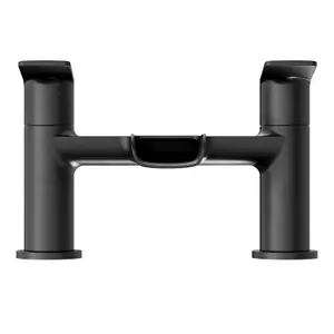 GoodHome Ajeeta Matt Black Deck-mounted Manual Single Bath Filler Tap