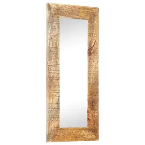 Berkfield Hand-Carved Mirror 110x50x11 cm Solid Mango Wood