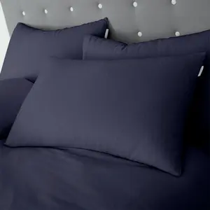 Brushed Cotton Standard Pillowcase Pair Navy Blue