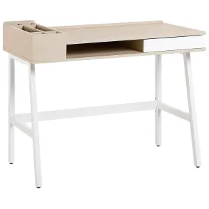 Home Office Desk with Storage White PARAMARIBO