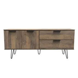 Fuji 2 Drawer 2 Door Wide Sideboard in Vintage Oak (Ready Assembled)