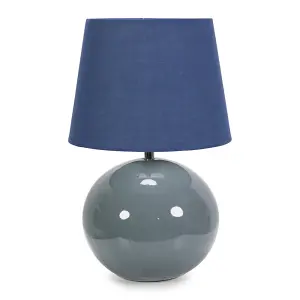 ValueLights Bosco Eucalyptus Ceramic Table Lamp with Navy Blue Tapered Shade