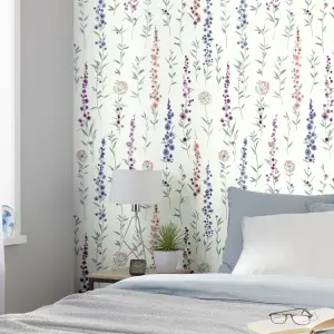 GoodHome Bifora Purple Floral Smooth Wallpaper Sample