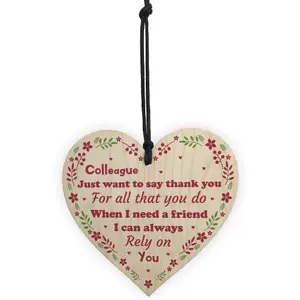 Red Ocean Thank You Colleague Gift Handmade Wooden Heart Sign Leaving Work Present Friendship Friend Gift