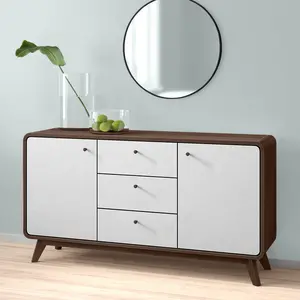 Justine 140Cm Wide 3 Drawer Sideboard Walnut/White