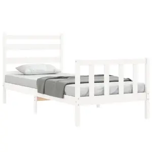 Berkfield Bed Frame with Headboard White 100x200 cm Solid Wood