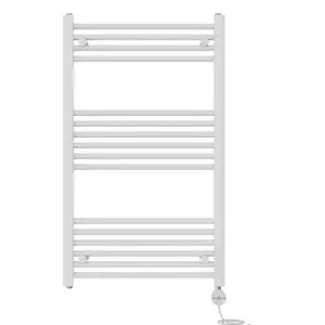 Right Radiators Prefilled Thermostatic Electric Heated Towel Rail Straight Ladder Warmer Rads - White 1000x600 mm