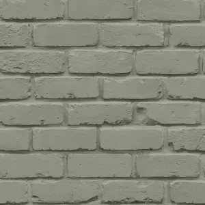 Fine Decor FD43603 Painted Brick Wallpaper, Sage