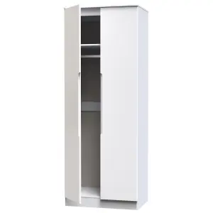 Milan Ready assembled Modern White Tall Double Wardrobe (H)1970mm (W)770mm (D)530mm