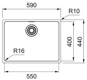 Franke Maris MRX 110-55 1B Undermount Sink - Brushed Steel