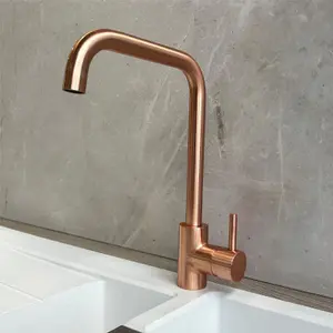 Liquida W10CP D-Shape Swivel Spout Single Lever Copper Kitchen Mixer Tap