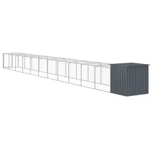 Chicken Cage with Run Anthracite 110x1221x110 cm Galvanised Steel