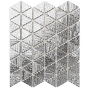 Glass mosaic on mesh for bathroom or kitchen 263mm x 303mm - Silver Chrome