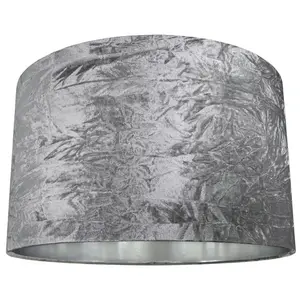 Modern Crushed Velvet Lamp Shade with Shiny Paper Inner Silver / 20cm H x 30cm W x 30cm D