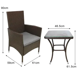 Rattan Bistro Set Furniture 3 PCs Patio Weave Companion Chair Table Set 2 Seater  FREE Cover