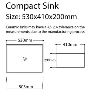 LSC Compact White 530x410x200 Ceramic Belfast Butler Kitchen Sink & Waste