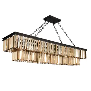 Litecraft Visconte Ingot Bronze 9 Light Crystal Effect Pendant