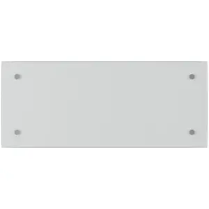 Gloss Crystal clear Glass Pre-drilled Bathroom Splashback with Brushed chrome caps (H)25cm (W)60cm