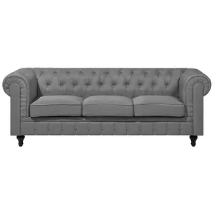 3 Seater Fabric Sofa Grey CHESTERFIELD Big