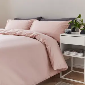 Pure Cotton Duvet Cover Set Blush / Double - 2 Pillowcases (45 x 80 cm)