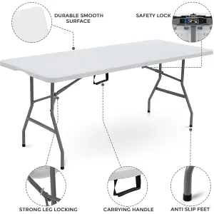 5ft Folding Table Trestle Camping Party Picnic BBQ Stall Garden Indoor Outdoor