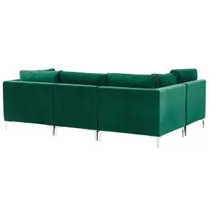 6 Seater U-Shaped Modular Velvet Sofa Green EVJA