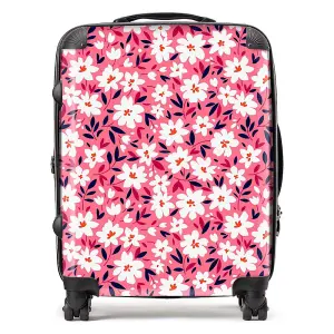 Small Cute White Flower Pattern Suitcase - Large