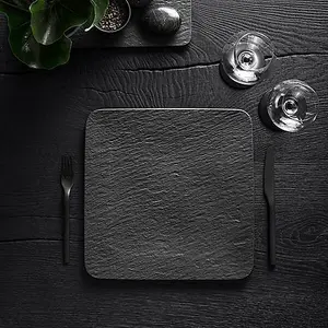 Villeroy & Boch Manufacture Rock Noire Square Serving Plate / Gourmet Plate