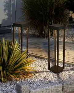 Solar Outdoor LED Bollard Lamp Black SELWAY