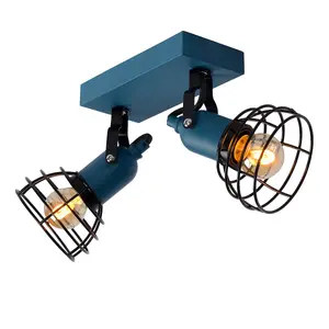 Lucide Pola Modern Twin Ceiling Spotlight Children - 2xE27 - Blue