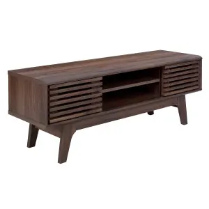 Copen Walnut 120cm TV Unit Cabinet for TVs up to 55", TV Stand with 2 Storage Shelves and Sliding Doors for Living Room