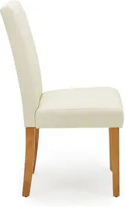 Dunelm Hugo Set Of 2 Dining Chairs, Faux Leather, Modern, Natural, Cream, Faux Leather/Rubberwood/Wood