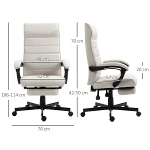 Vinsetto High-Back Home Office Chair with Adjustable Height and Footrest, White